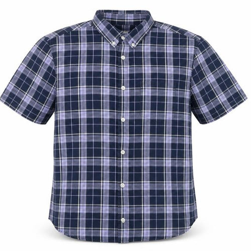 Burton Menswear London Men's Blue Plaid Short Sleeve Button-Up Shirt M