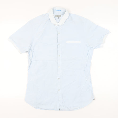 Ted Baker Men’s Blue Slim Fit Short Sleeve Button-Up Shirt M