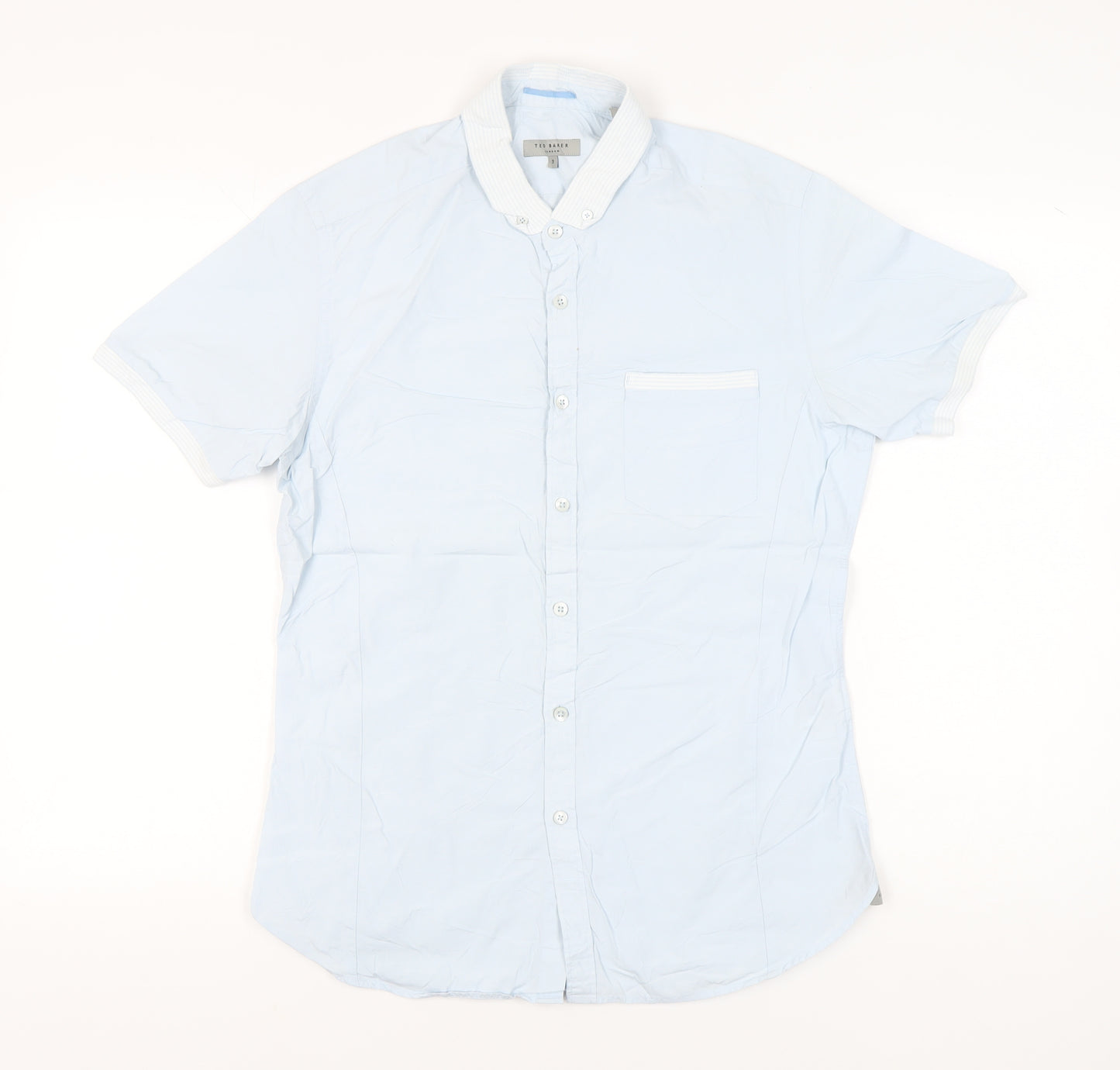 Ted Baker Men’s Blue Slim Fit Short Sleeve Button-Up Shirt M