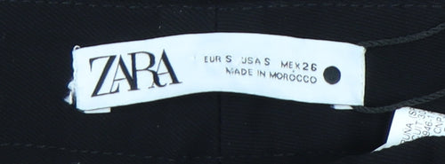 Zara Women Black Slim Fit Straight Leg Trousers Size S