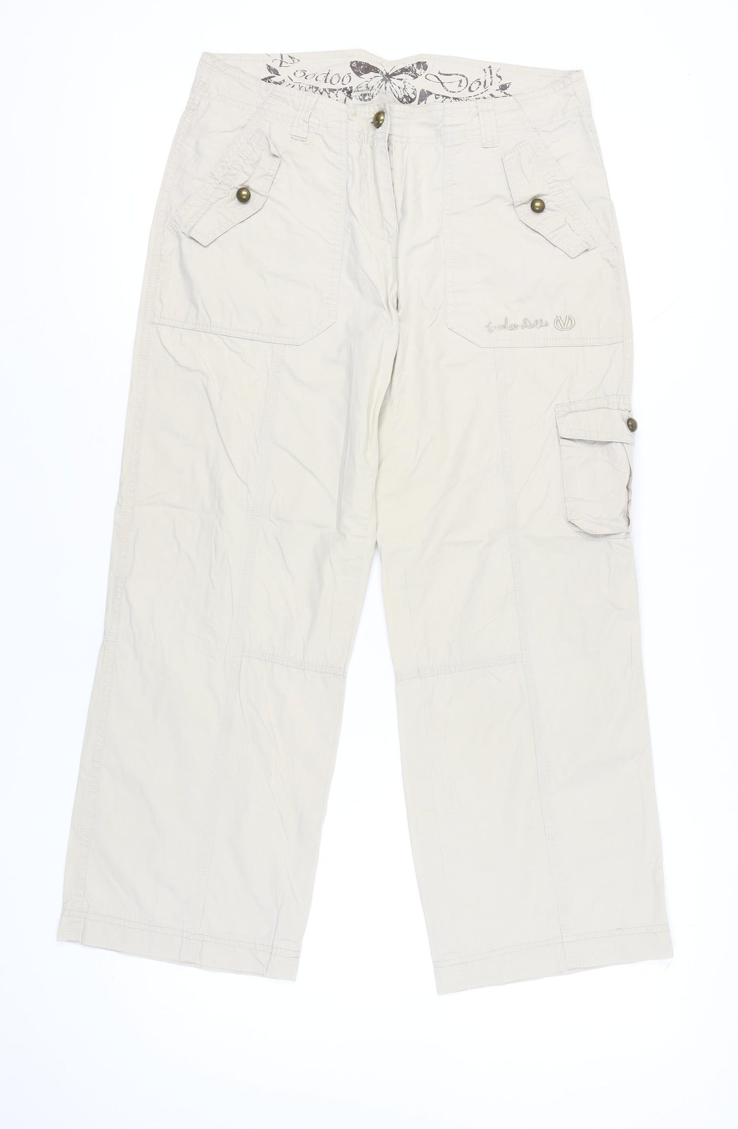 Voodoo Dolls Womens Beige Cotton Cargo Trousers Size 10