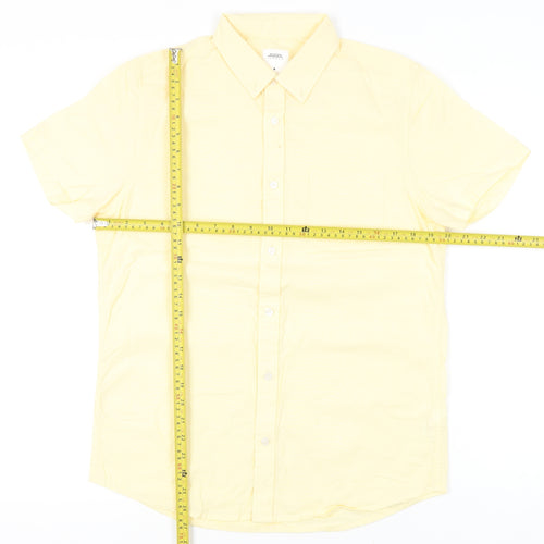Burton Menswear London Men’s Yellow Cotton Short Sleeve Button-Up Shirt M
