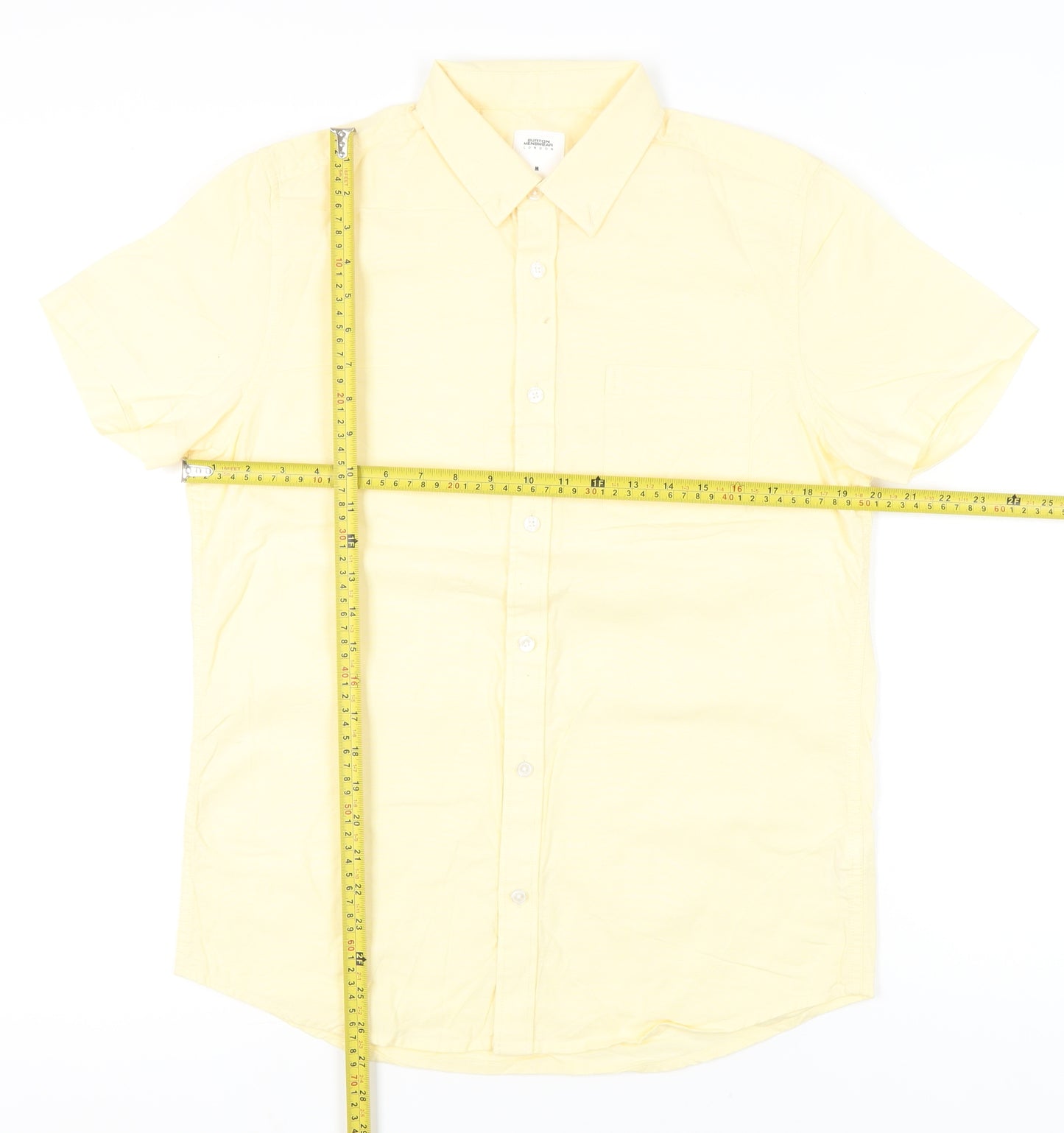 Burton Menswear London Men’s Yellow Cotton Short Sleeve Button-Up Shirt M