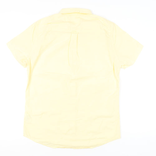 Burton Menswear London Men’s Yellow Cotton Short Sleeve Button-Up Shirt M