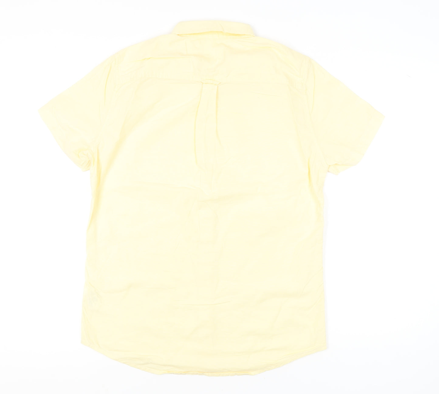 Burton Menswear London Men’s Yellow Cotton Short Sleeve Button-Up Shirt M