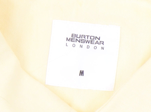 Burton Menswear London Men’s Yellow Cotton Short Sleeve Button-Up Shirt M