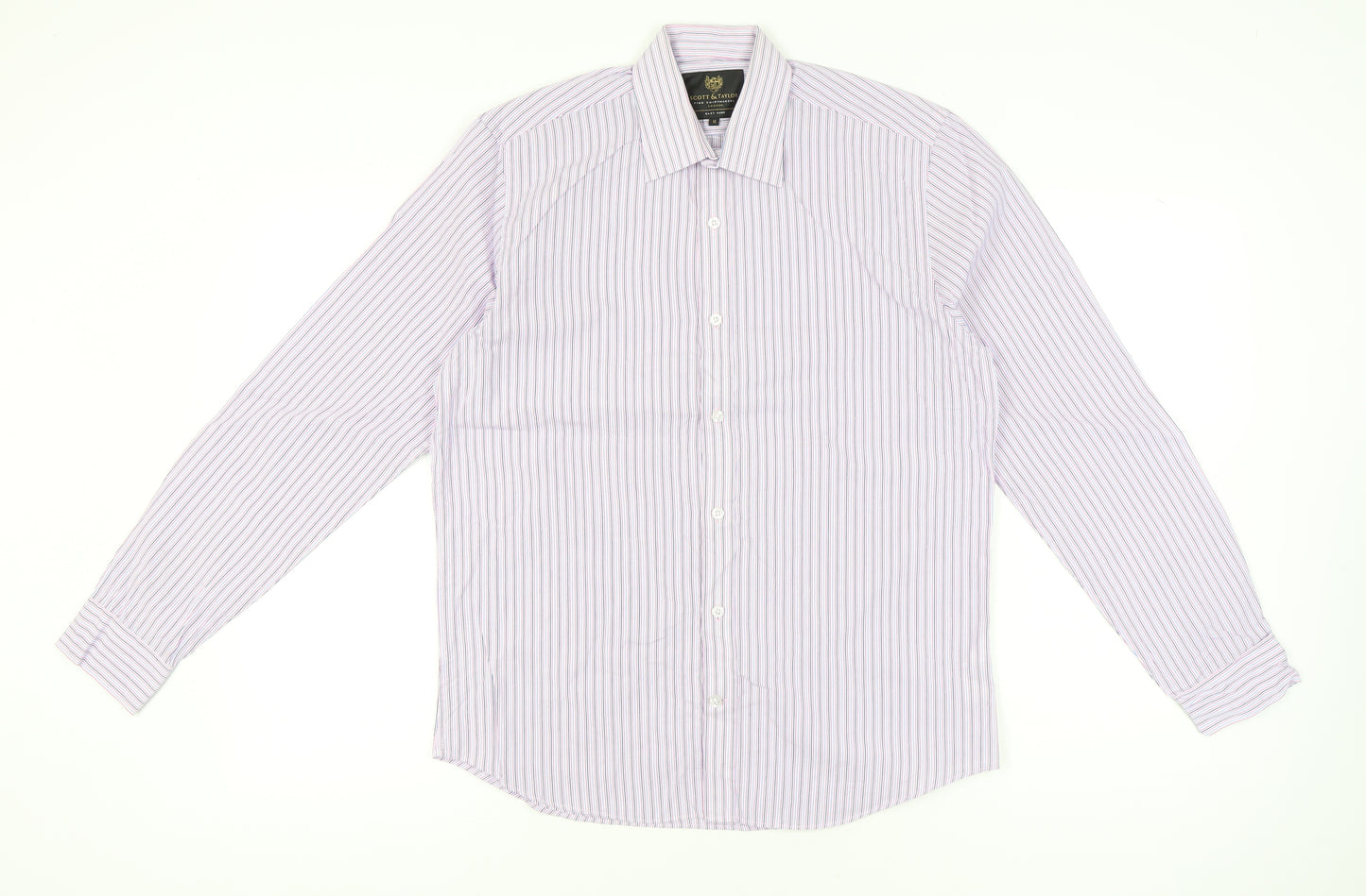 Scott & Taylor Men's Multicoloured Striped 15in 38cm Long Sleeve Button-Up Shirt