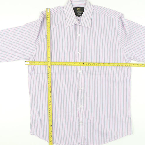 Scott & Taylor Men's Multicoloured Striped 15in 38cm Long Sleeve Button-Up Shirt