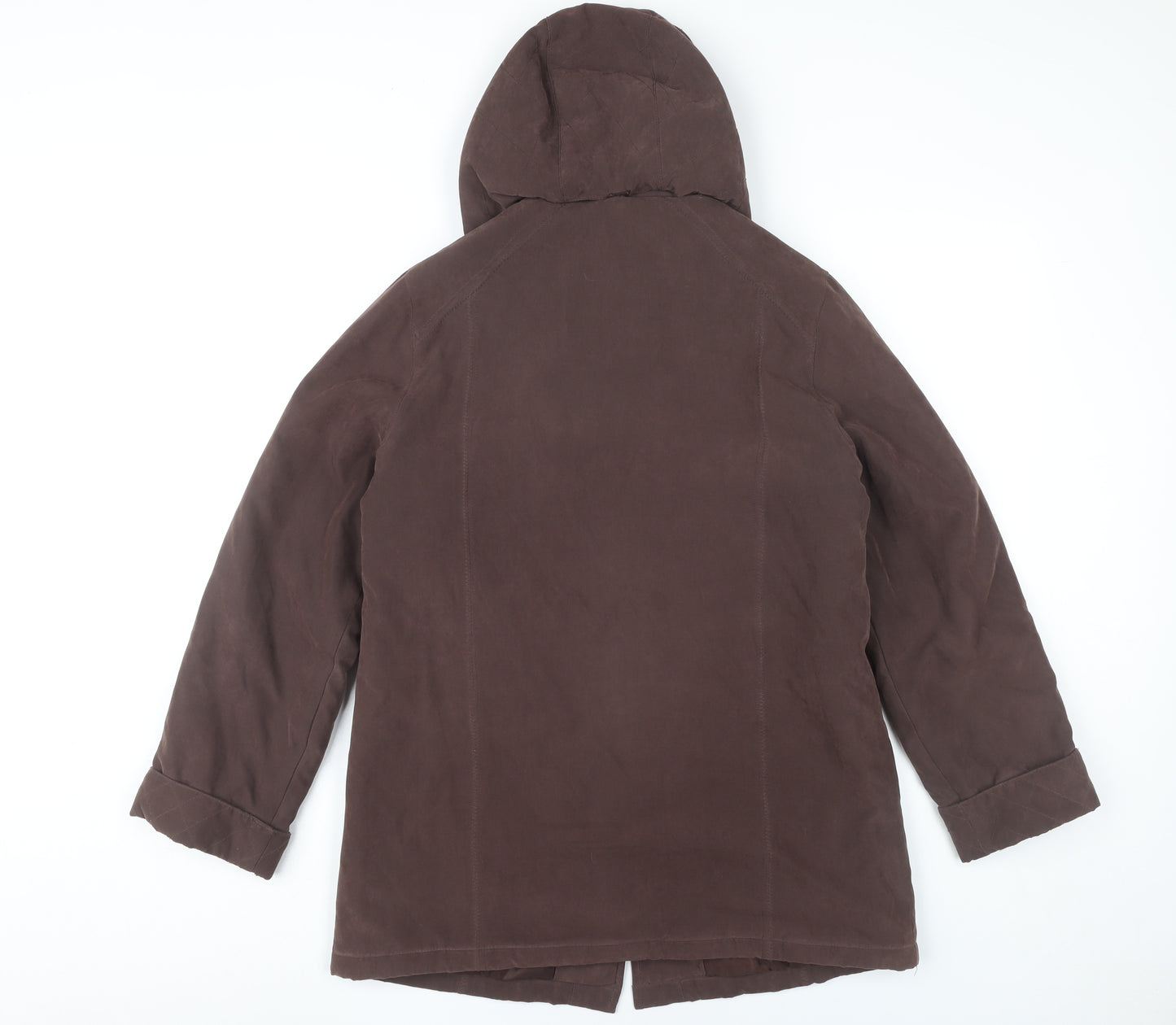 Klassik Womens Brown Hooded Mid-Length Coat Size 10