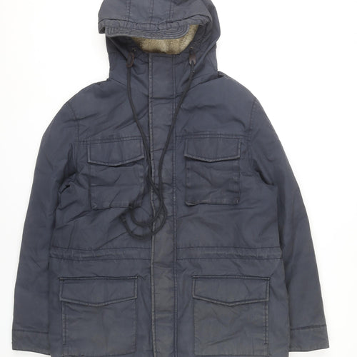 Goodsouls Men’s Blue L Parka Jacket Hooded Polyester Cotton