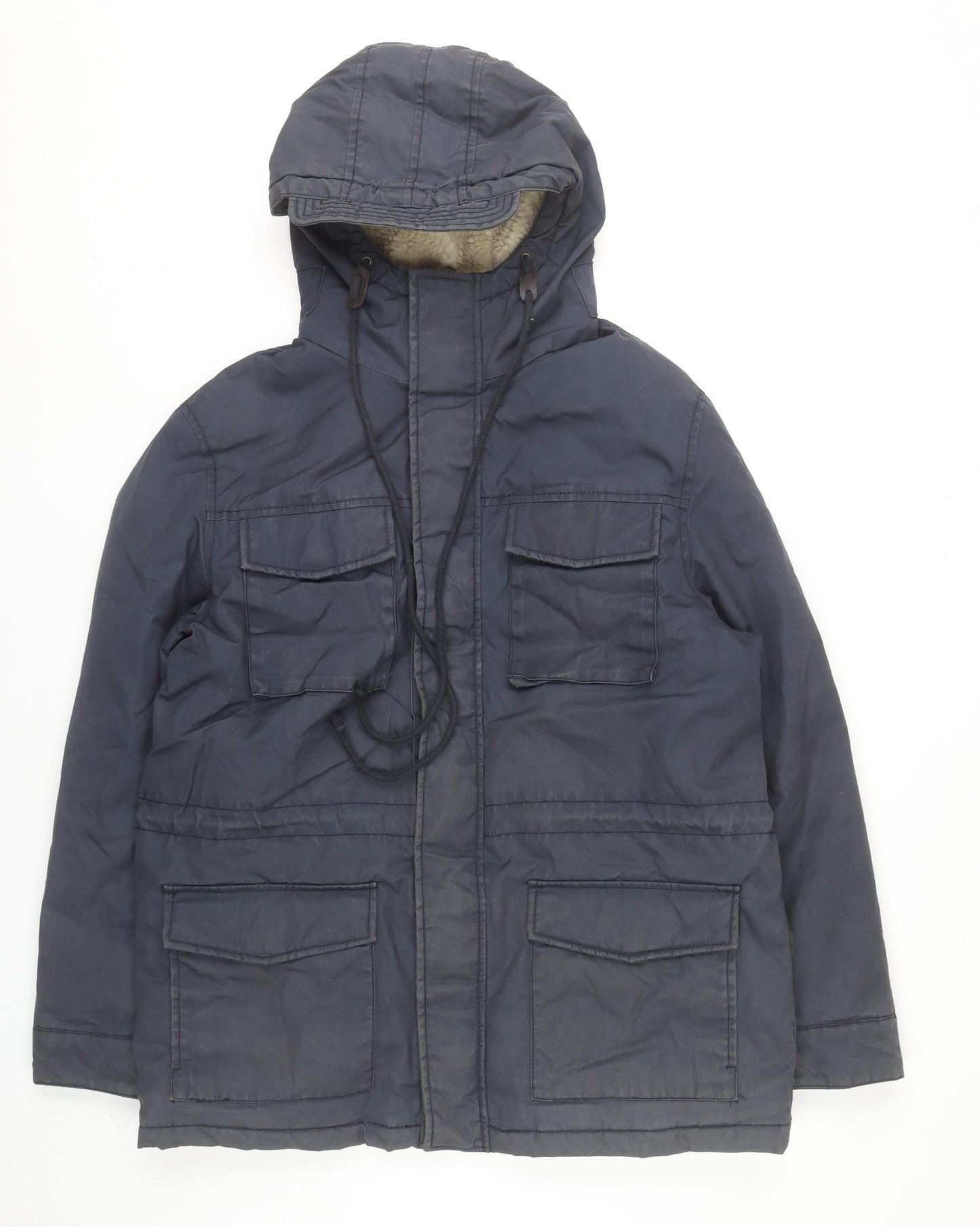 Goodsouls Men’s Blue L Parka Jacket Hooded Polyester Cotton