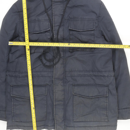Goodsouls Men’s Blue L Parka Jacket Hooded Polyester Cotton