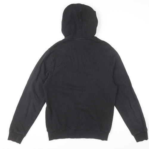 Napapijri Men's Black Pullover Hoodie XS Logo Flag Embroidered