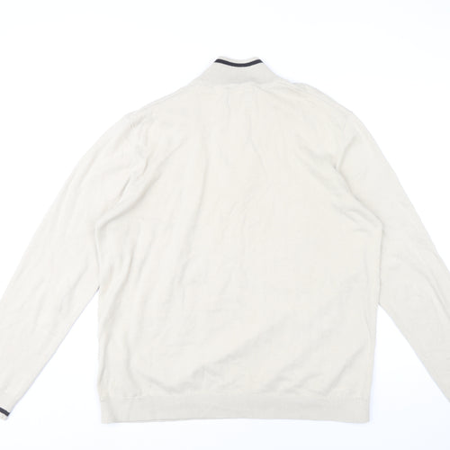 Only & Sons Men’s Beige XL Cotton 1/2 Zip Mock Neck Jumper