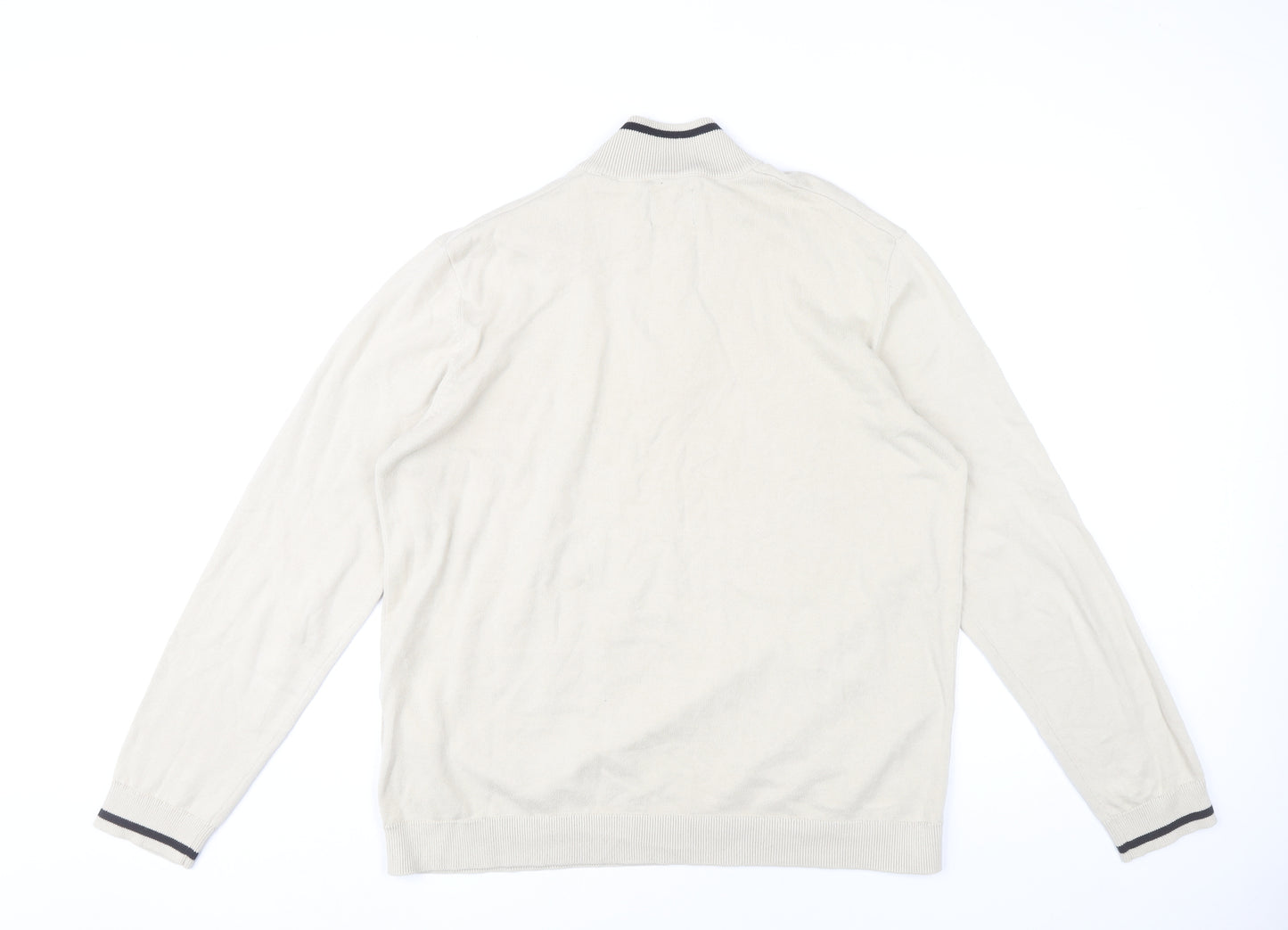 Only & Sons Men’s Beige XL Cotton 1/2 Zip Mock Neck Jumper