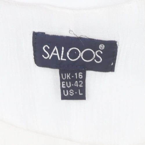 Saloos Women’s White Floral Sleeveless Shift Dress Size 16