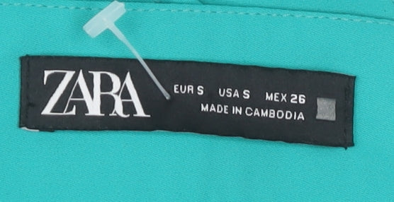 Zara Women Green Short Skort Size S Polyester Zip Casual Summer