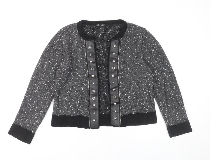 Brandtex Women Grey Studded Cardigan L Long Sleeve Knit