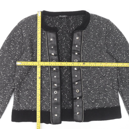 Brandtex Women Grey Studded Cardigan L Long Sleeve Knit