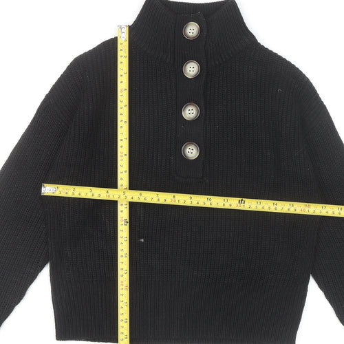 Brave Soul Womens Black Size 6 High Neck Button Pullover Jumper
