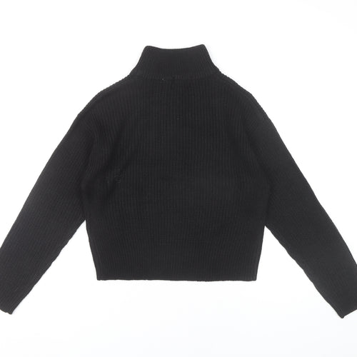 Brave Soul Womens Black Size 6 High Neck Button Pullover Jumper