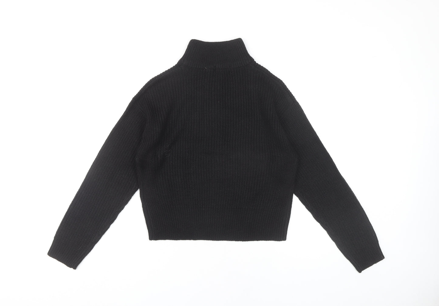 Brave Soul Womens Black Size 6 High Neck Button Pullover Jumper