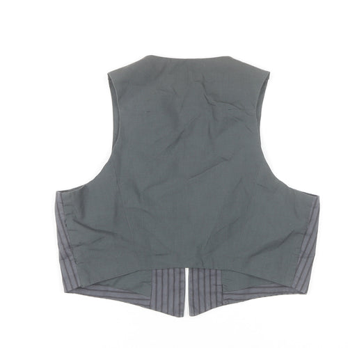 Topshop Women Grey Striped Vest Waistcoat Size 12 Workwear Cotton