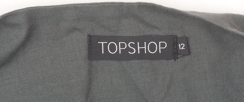 Topshop Women Grey Striped Vest Waistcoat Size 12 Workwear Cotton