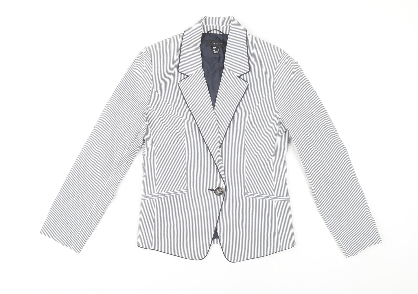Atmosphere Women Grey Pinstripe Blazer UK 8 Regular Fit Jacket
