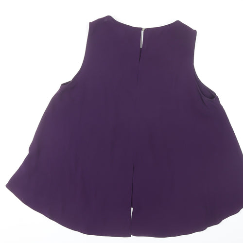 Dorothy Perkins Womens Purple Beaded Blouse UK 16 Tunic Sleeveless Party Top