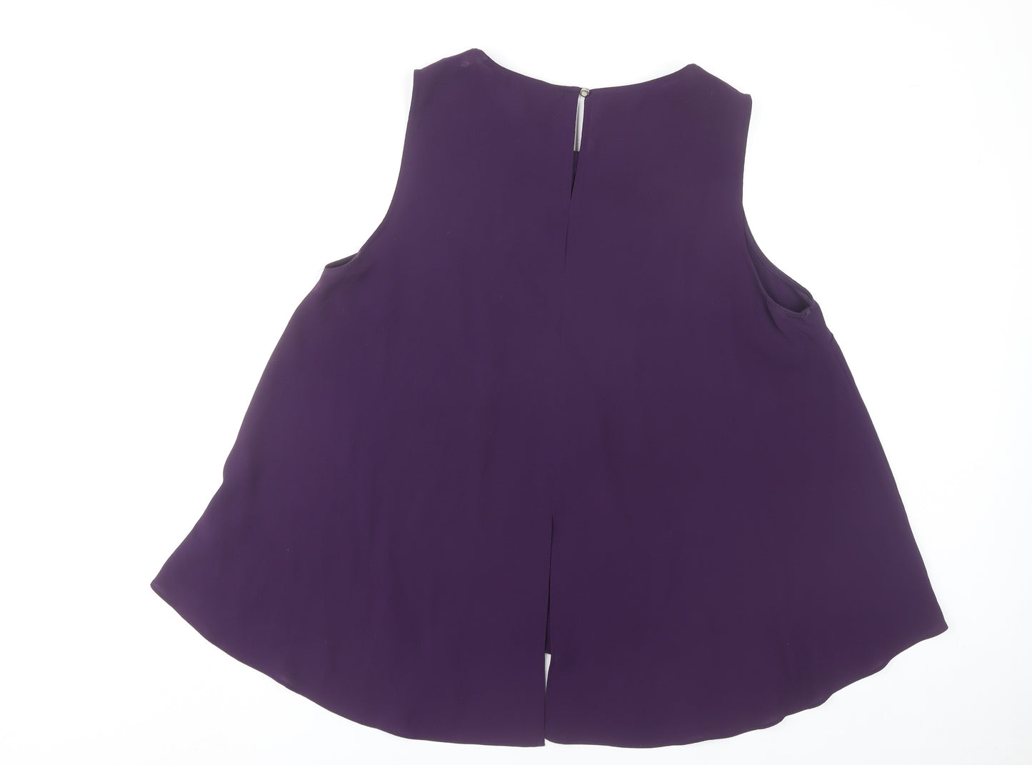 Dorothy Perkins Womens Purple Beaded Blouse UK 16 Tunic Sleeveless Party Top