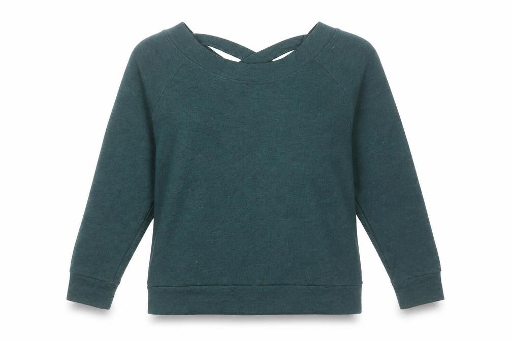 &et Womens Green Long Sleeve V-Neck Strap Detail Blouse Size 12