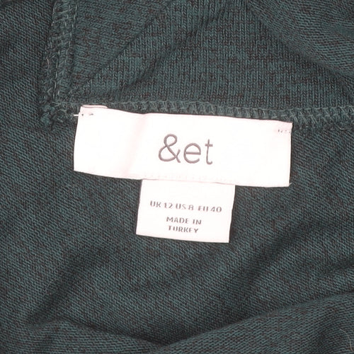 &et Womens Green Long Sleeve V-Neck Strap Detail Blouse Size 12