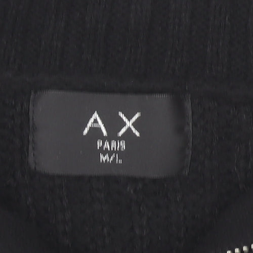 AX Paris Womens Black White Striped Collared Half Zip Chunky Knit Jumper M