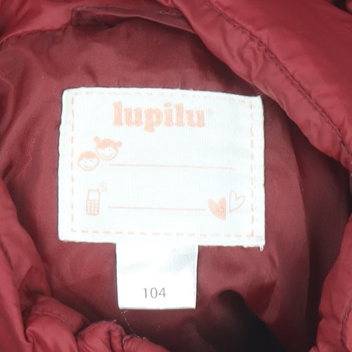 Lupilu Girls Red Puffer Jacket 4 Years Quilted Winter Coat