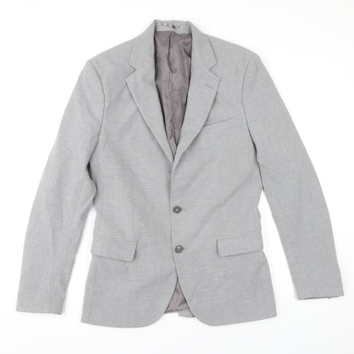 boohooMAN Men’s Grey Slim Fit Two-Button Blazer Jacket Size 38
