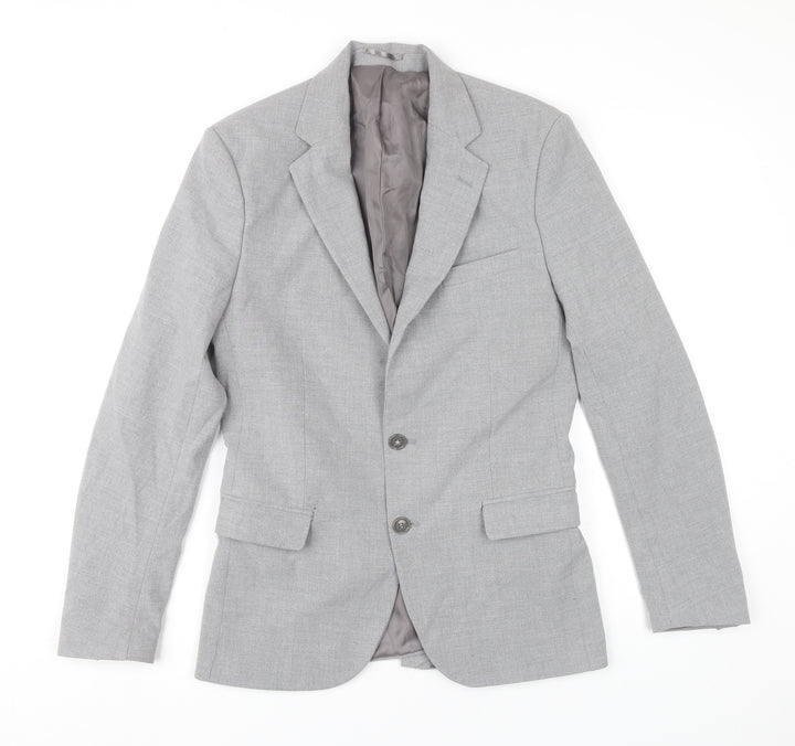 boohooMAN Men’s Grey Slim Fit Two-Button Blazer Jacket Size 38