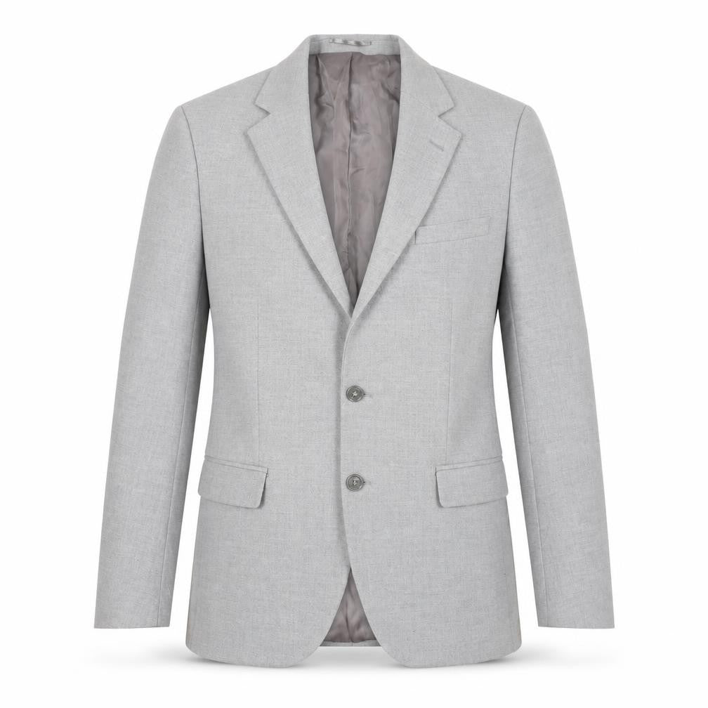 Front view of boohooMAN Men’s Grey Slim Fit Two-Button Blazer Jacket, size 38
