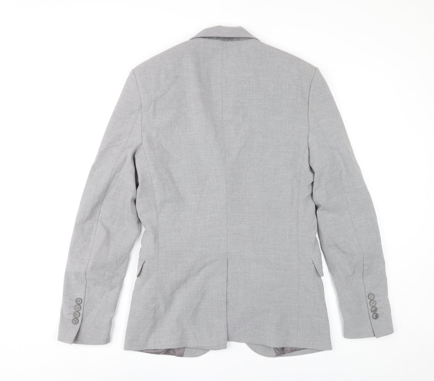 boohooMAN Men’s Grey Slim Fit Two-Button Blazer Jacket Size 38