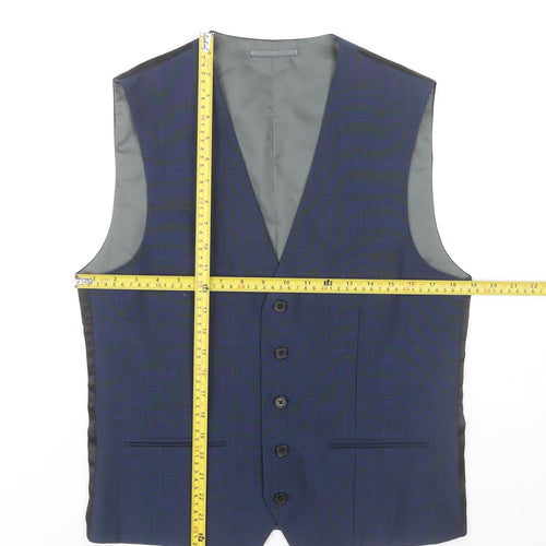 Next Men’s Blue Wool Blend 38R Waistcoat Formal Business Wedding