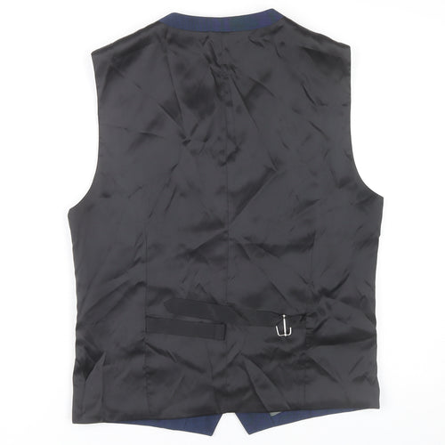 Next Men’s Blue Wool Blend 38R Waistcoat Formal Business Wedding