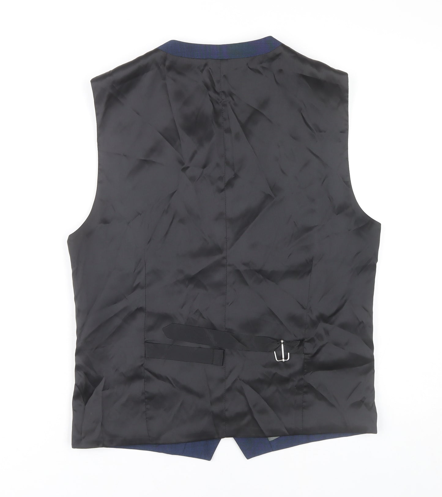 Next Men’s Blue Wool Blend 38R Waistcoat Formal Business Wedding