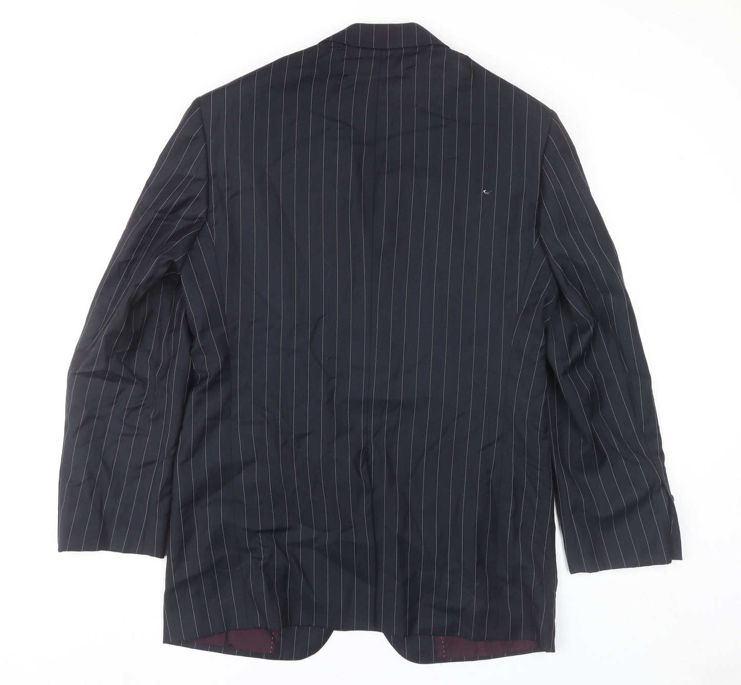DAKS Men Blue Pinstripe Wool Blazer Jacket 46R Classic Formal