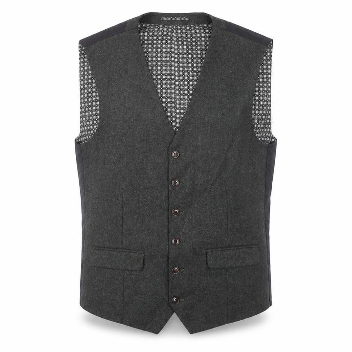Front view of Next Men’s Grey Wool Blend Waistcoat, size 38, Long Length Formal