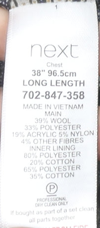 Next Men’s Grey Wool Blend Waistcoat Size 38 Long Length Formal