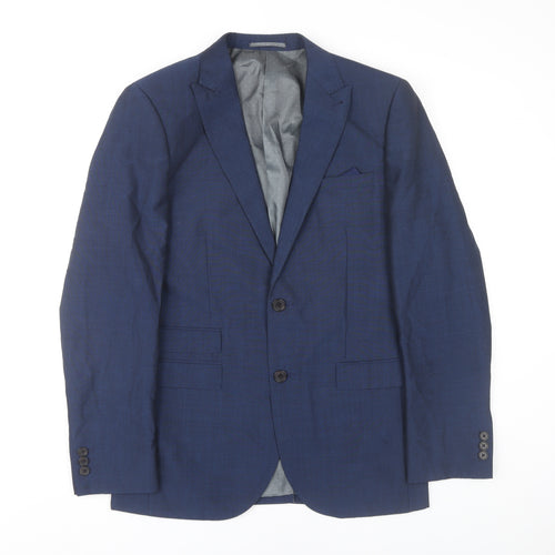 Next Men's Blue 38R Regular Fit Wool Blend Blazer Jacket