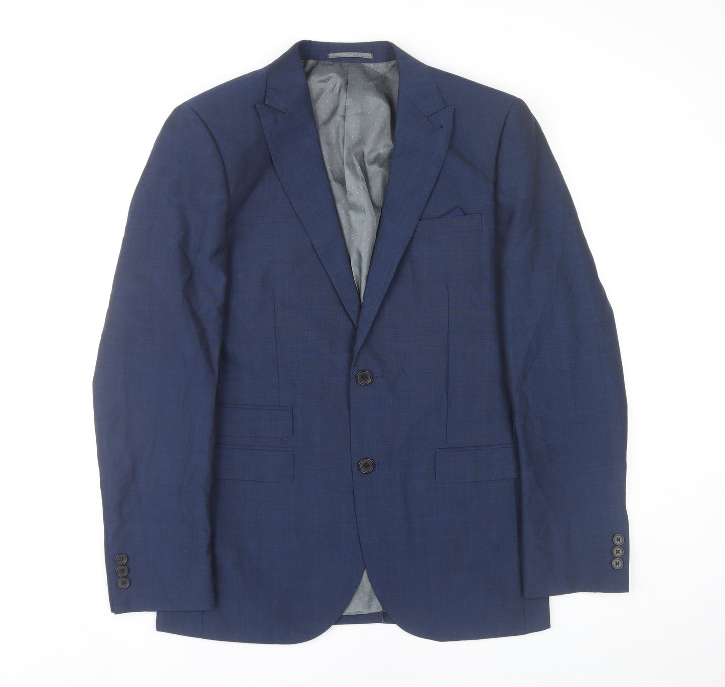 Next Men's Blue 38R Regular Fit Wool Blend Blazer Jacket