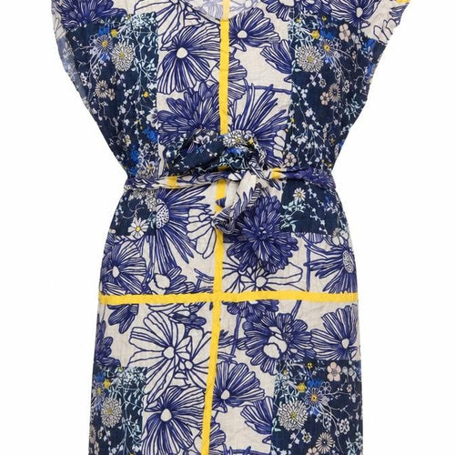 Zara Basic Women’s Blue Floral Shift Dress Size 12 Sleeveless Belted Summer