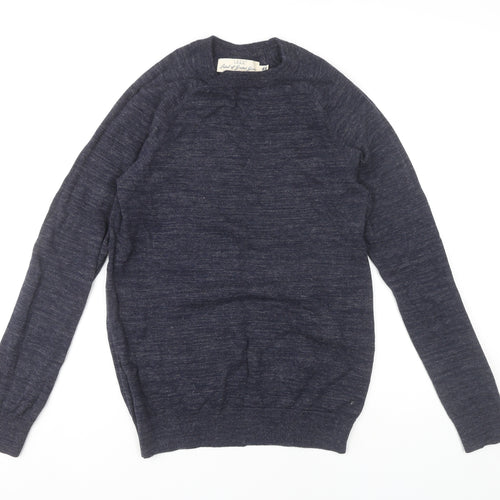 H&M Men’s Blue XS Cotton Crew Neck Jumper Pullover Knitwear