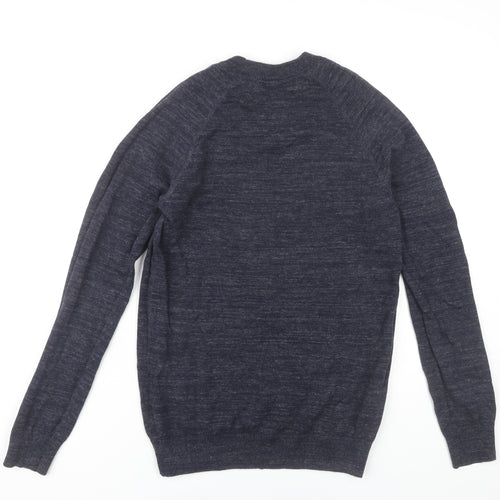 H&M Men’s Blue XS Cotton Crew Neck Jumper Pullover Knitwear